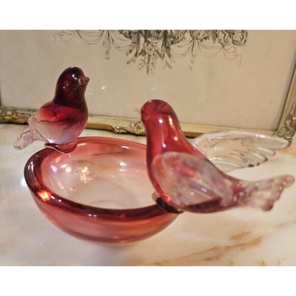 Murano Art Glass Bird Bath Produced By Salviati - Picture 4 of 6